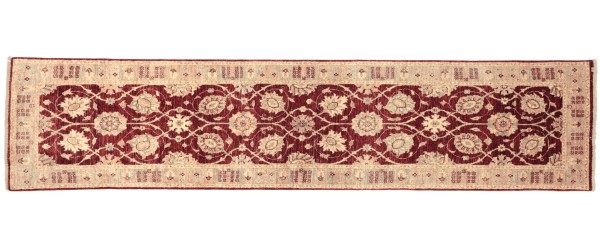 Afghan Chobi Ziegler 301x78 Handgeknüpft Teppich 80x300 Läufer Rot Orientalisch