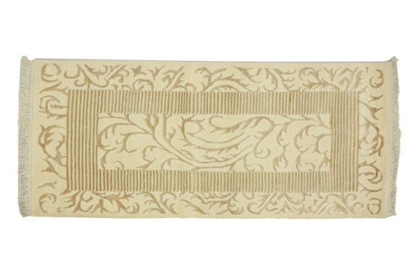 Asman 150x80 Handgeknüpft Teppich 80x150 Weiss Einfarbig Kurzflor Orient Rug