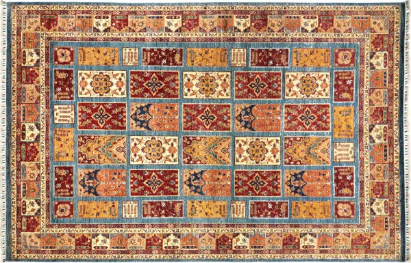 Afghan Ziegler Khorjin 338x251 Handgeknüpft Orientteppich 250x340 Bunt Umrandung Wolle