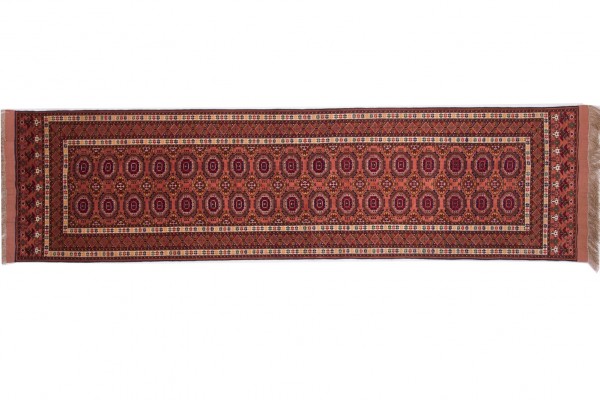 Afghan Mauri Kabul 297x80 Handgeknüpft Teppich 80x300 Läufer Braun Geometrisch Muster