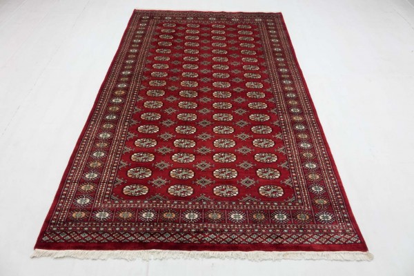 Pakistan Buchara 245x155 Handgeknüpft Teppich 160x250 Rot Geometrisch Muster Kurzflor