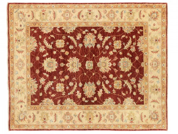 Afghan Chobi Ziegler 183x147 Handgeknüpft Teppich 150x180 Beige Blumenmuster Kurzflor