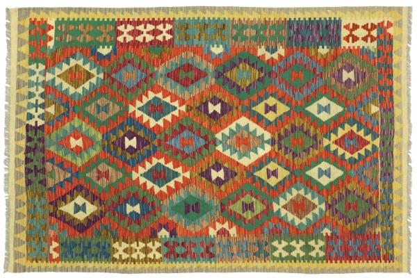 Afghan Maimana Kelim Bunt 201x143 Handgewebt Teppich 140x200 Bunt Geometrisch Orient
