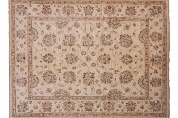 Afghan Chobi Ziegler 198x151 Handgeknüpft Teppich 150x200 Beige Orientalisch Kurzflor