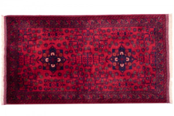 Afghan Belgique Khal Mohammadi 100x50 Handgeknüpft Teppich 50x100 Braun Geometrisch