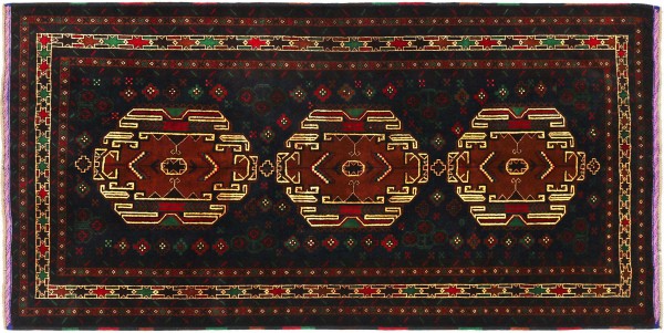 Afghan Belutsch Baluch 200x113 Handgeknüpft Orientteppich 110x200 Dunkelblau