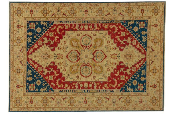 Afghan Chobi Ziegler 260x185 Handgeknüpft Teppich 190x260 Beige Orientalisch Kurzflor