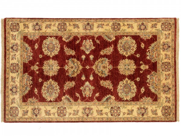 Afghan Chobi Ziegler 151x90 Handgeknüpft Teppich 90x150 Rot Blumenmuster Kurzflor