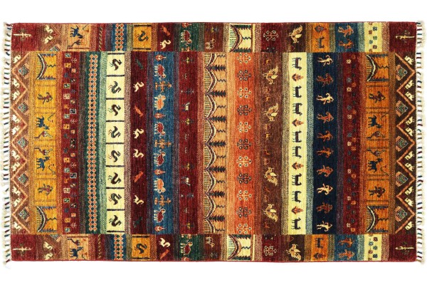 Afghan Ziegler Khorjin Nomaden 192x124 Handgeknüpft Orientteppich 120x190 Rot Umrandung