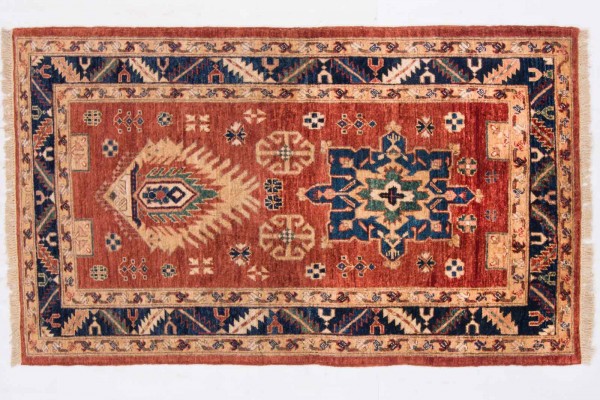 Afghan Chobi Ziegler 162x96 Handgeknüpft Teppich 100x160 Rot Orientalisch Kurzflor