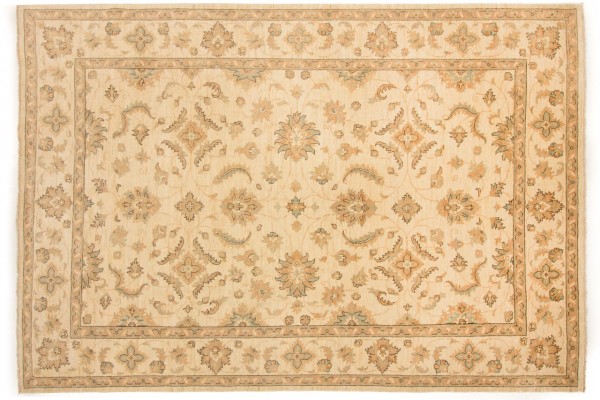 Afghan Chobi Ziegler 293x204 Handgeknüpft Teppich 200x290 Beige Orientalisch Kurzflor