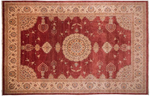 Afghan Chobi Ziegler Fein 413x301 Handgeknüpft Teppich 300x410 Rot Medaillon Kurzflor