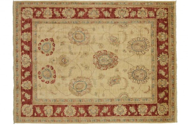 Afghan Chobi Ziegler 210x140 Handgeknüpft Teppich 140x210 Rot Blumenmuster Kurzflor