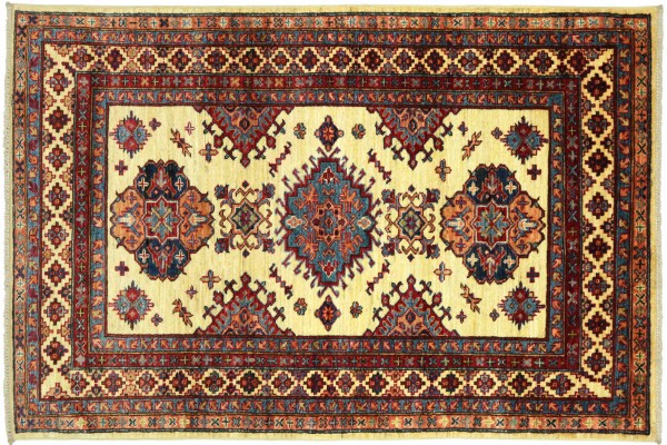 Afghan Kazak Fein 159x108 Handgeknüpft Orientteppich 110x160 Beige Umrandung Wolle