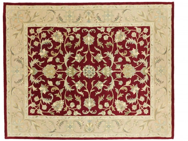 Handgefertigter Teppich 300x240 Handgetuftet Handarbeit 240x300 Rot Blumenmuster