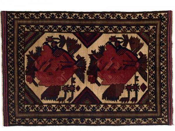 Afghan Gol Barjasta 186x124 Handgewebt Teppich 120x190 Mehrfarbig Blumenmuster