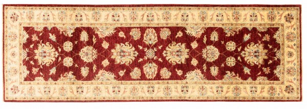 Afghan Chobi Ziegler 250x82 Handgeknüpft Teppich 80x250 Läufer Rot Blumenmuster