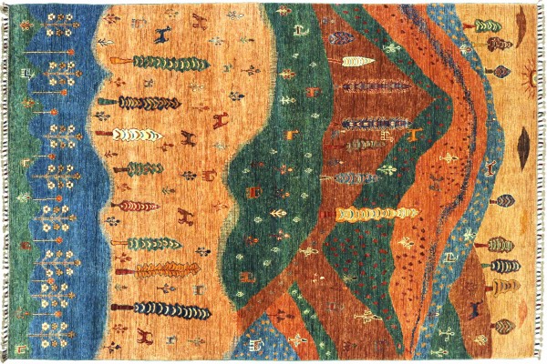 Afghan Ziegler Ariana Landschaft 250x177 Handgeknüpft Orientteppich 180x250 Bunt Bild