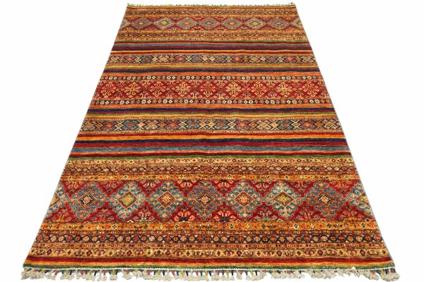 Afghan Khorjin Shaal 273x176 Handgeknüpft Orientteppich 180x270 Rot Gestreift Wolle