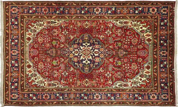 Perser Tabriz 303x206 Handgeknüpft Orientteppich 210x300 Rot Spiegelmuster Wolle