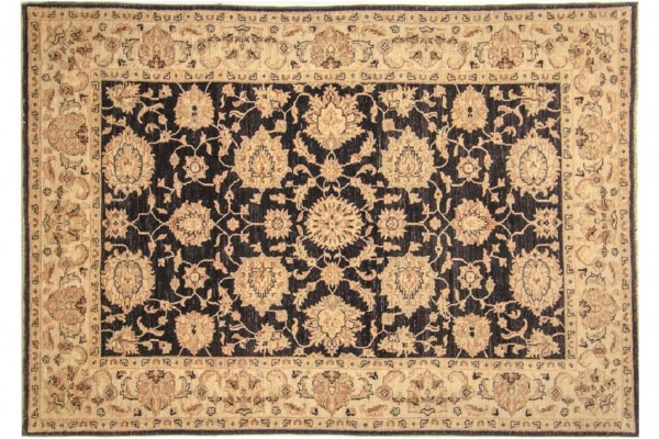 Afghan Chobi Ziegler 235x163 Handgeknüpft Teppich 160x240 Beige Blumenmuster Kurzflor