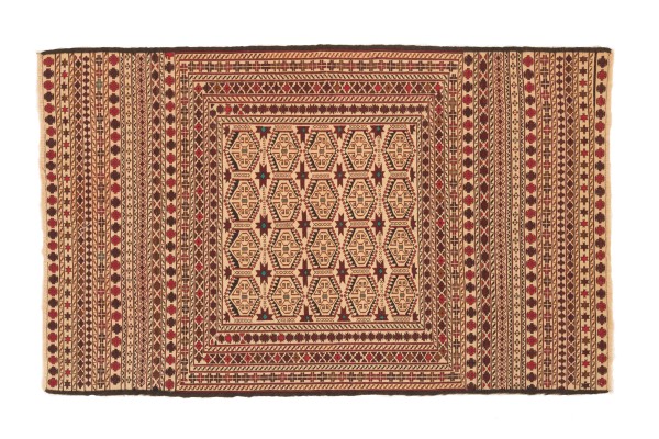 Afghan Mushwani Kelim 196x119 Handgewebt Teppich 120x200 Mehrfarbig Geometrisch Muster