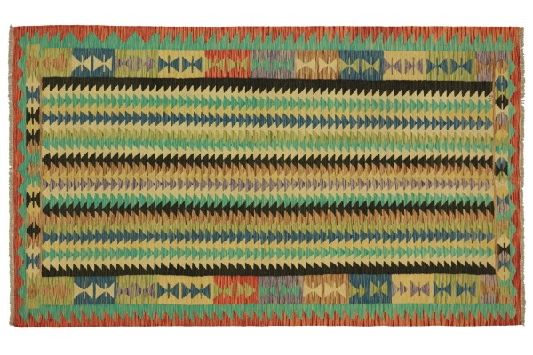 Afghan Maimana Kelim Bunt 253x166 Handgewebt Teppich 170x250 Bunt Geometrisch Orient