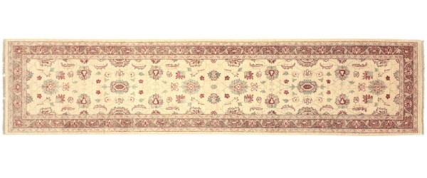 Afghan Chobi Ziegler 293x74 Handgeknüpft Teppich 70x290 Läufer Beige Orientalisch