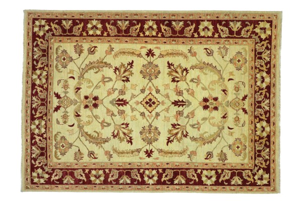 Afghan Chobi Ziegler 243x196 Handgeknüpft Teppich 200x240 Beige Floral Kurzflor Orient