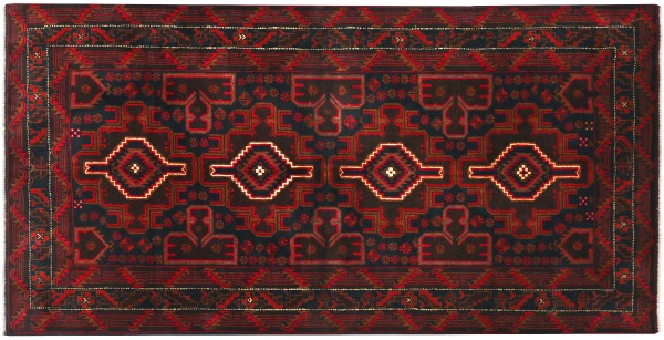Afghan Belutsch Baluch 198x115 Handgeknüpft Orientteppich 120x200 Braun Geometrisch
