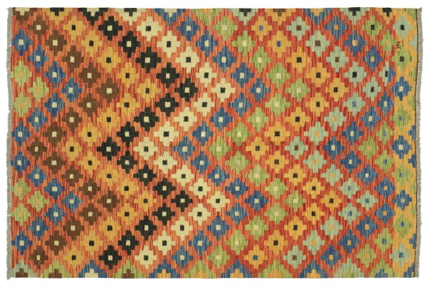 Afghan Maimana Kelim Bunt 196x150 Handgewebt Teppich 150x200 Bunt Geometrisch Orient
