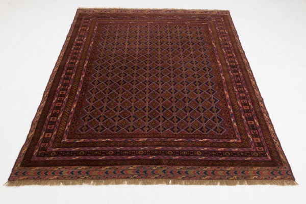 Afghan Mushwani Kelim 182x164 Handgewebt Teppich 160x180 Quadratisch Rot Geometrisch