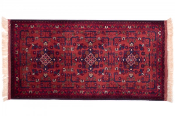 Afghan Belgique Khal Mohammadi 100x50 Handgeknüpft Teppich 50x100 Braun Geometrisch
