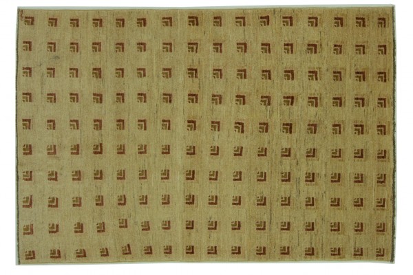 Afghan Modern Chobi Ziegler 181x115 Handgeknüpft Teppich 120x180 Beige Geometrisch