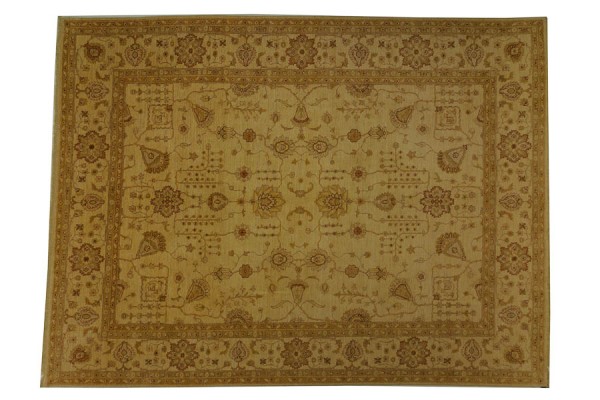 Afghan Chobi Ziegler 397x300 Handgeknüpft Teppich 300x400 Beige Floral Kurzflor Orient