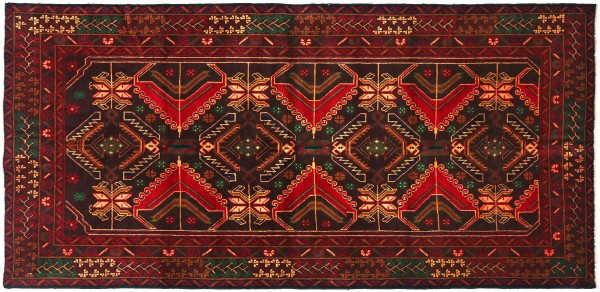 Afghan Belutsch Baluch 200x108 Handgeknüpft Orientteppich 110x200 Braun Geometrisch