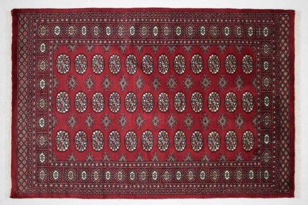Pakistan Buchara 183x124 Handgeknüpft Teppich 120x180 Rot Orientalisch Kurzflor Orient