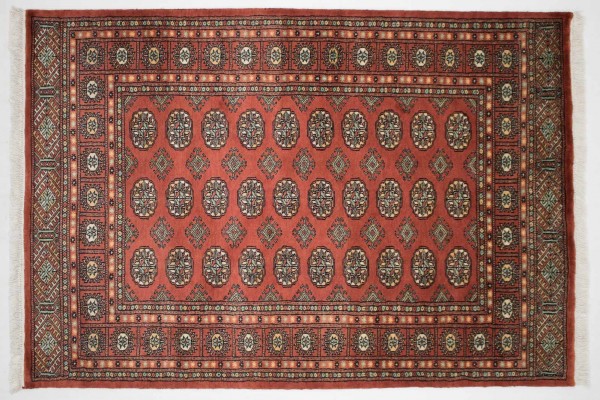 Pakistan Buchara 182x126 Handgeknüpft Teppich 130x180 Rot Orientalisch Kurzflor Orient