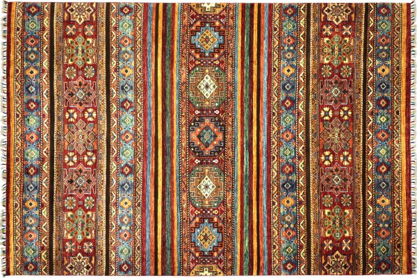 Afghan Khorjin Shaal 296x222 Handgeknüpft Orientteppich 220x300 Rot Streifen Wolle