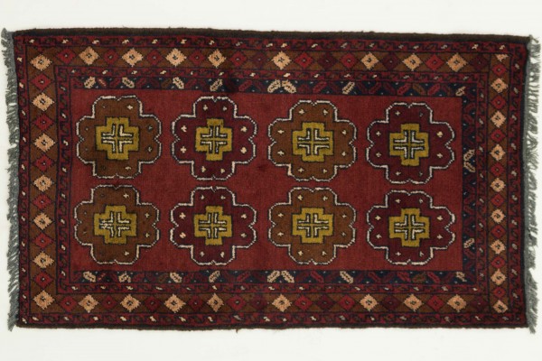 Afghan Khal Mohammadi 95x50 Handgeknüpft Teppich 50x100 Braun Geometrisch Muster