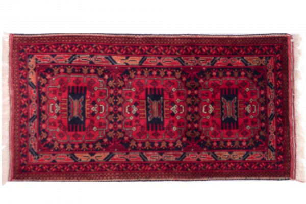 Afghan Belgique Khal Mohammadi 100x50 Handgeknüpft Teppich 50x100 Braun Geometrisch