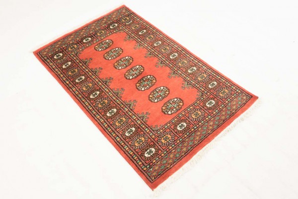 Pakistan Buchara 125x78 Handgeknüpft Teppich 80x130 Grün Geometrisch Muster Kurzflor