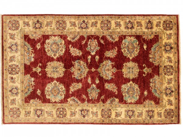 Afghan Chobi Ziegler 147x92 Handgeknüpft Teppich 90x150 Rot Blumenmuster Kurzflor