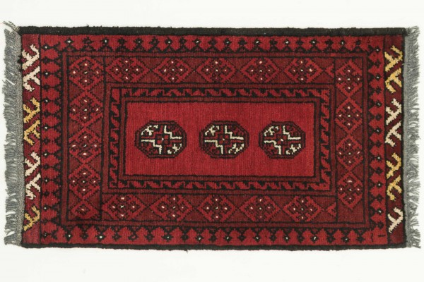 Afghan Andkhoi Aqcha 100x50 Handgeknüpft Teppich 50x100 Rot Geometrisch Muster Kurzflor