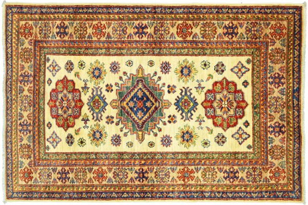 Afghan Kazak Fein 163x102 Handgeknüpft Orientteppich 100x160 Beige Umrandung Wolle