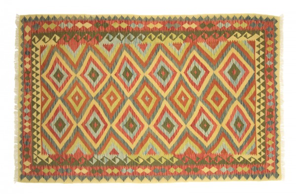 Afghan Maimana Kelim Bunt 243x154 Handgewebt Teppich 150x240 Beige Geometrisch Muster