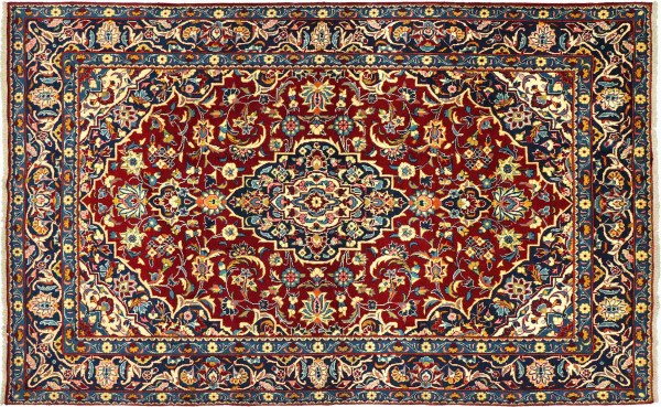 Perser Teppich 280x194 Handgeknüpft Orientteppich 190x280 Rot Spiegelmuster Wolle