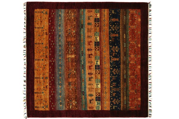 Afghan Khorjin Shaal 137x148 Handgeknüpft Orientteppich 150x140 Quadratisch Rot