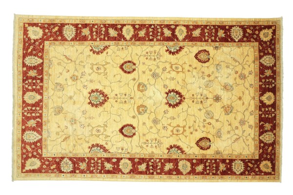 Afghan Chobi Ziegler 314x208 Handgeknüpft Teppich 210x310 Beige Floral Kurzflor Orient
