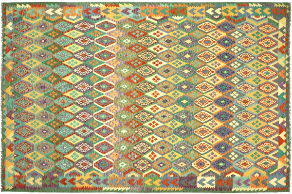 Afghan Maimana Kelim Bunt 362x262 Handgewebt Teppich 260x360 Bunt Geometrisch Orient